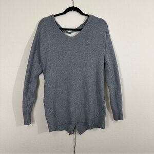 Women’s Maurices Small Long Sleeve Oversized Lace Up Grey Sweater